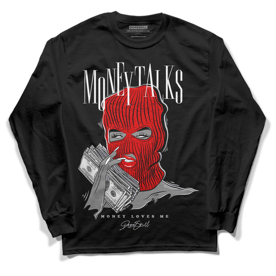 Jordan 4 Retro Red Cement DopeSkill Long Sleeve T-Shirt Money Talks Graphic Streetwear - Black