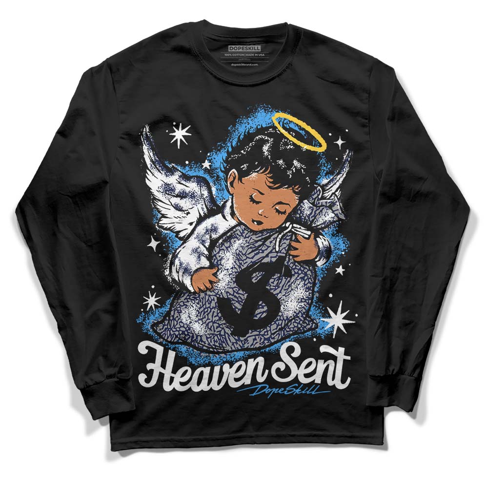 Jordan Spiz’ike Low “White/Obsidian” DopeSkill Long Sleeve T-Shirt Heaven Sent Graphic Streetwear - Black