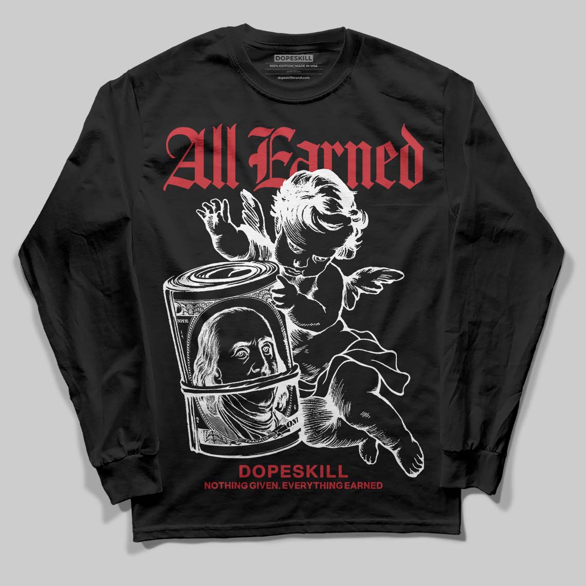 Jordan 3 Mexico 'El Vuelo' DopeSkill T-Shirt Long Sleeve T-Shirt All Earned Graphic Streetwear - Black