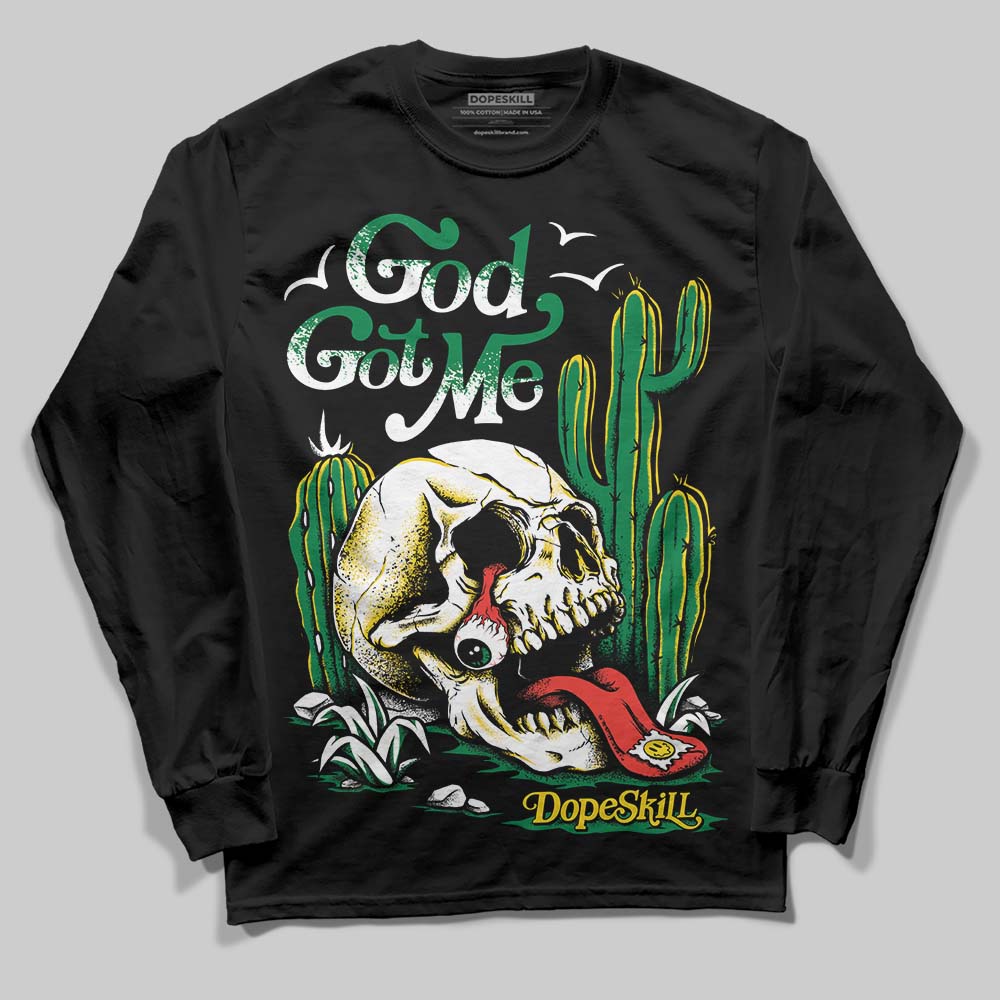 Jordan 5 “Lucky Green” DopeSkill Long Sleeve T-Shirt God Got Me Graphic Streetwear - Black