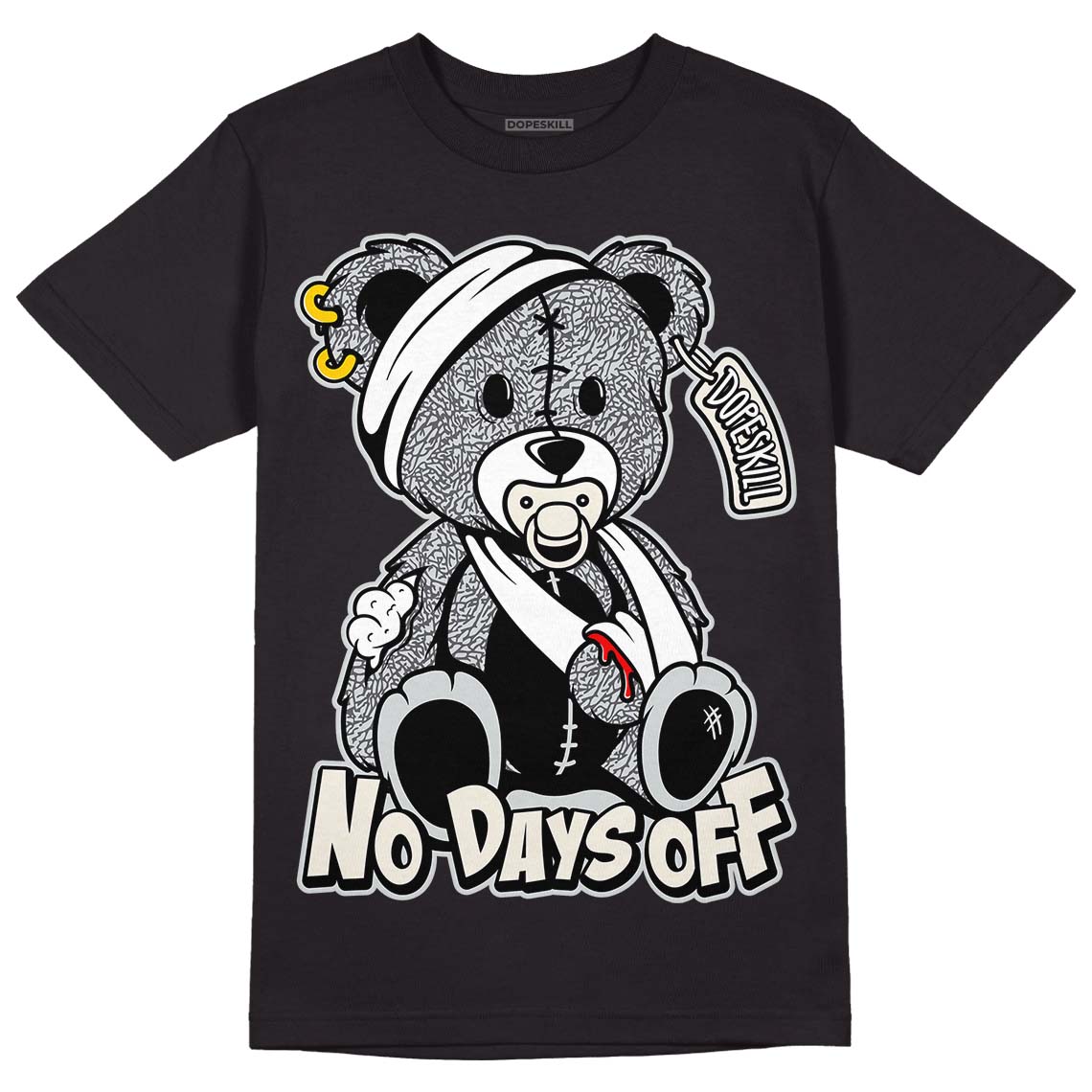 Jordan 1 Retro Low OG Black Cement DopeSkill T-Shirt Hurt Bear Graphic Streetwear - Black