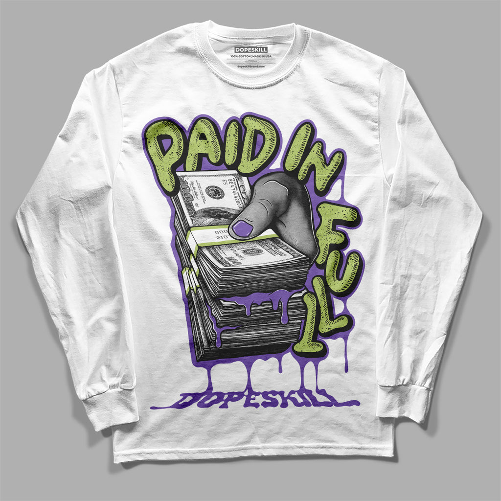 Jordan 4 Retro Canyon Purple DopeSkill Long Sleeve T-Shirt Paid In Full Graphic Streetwear - White 