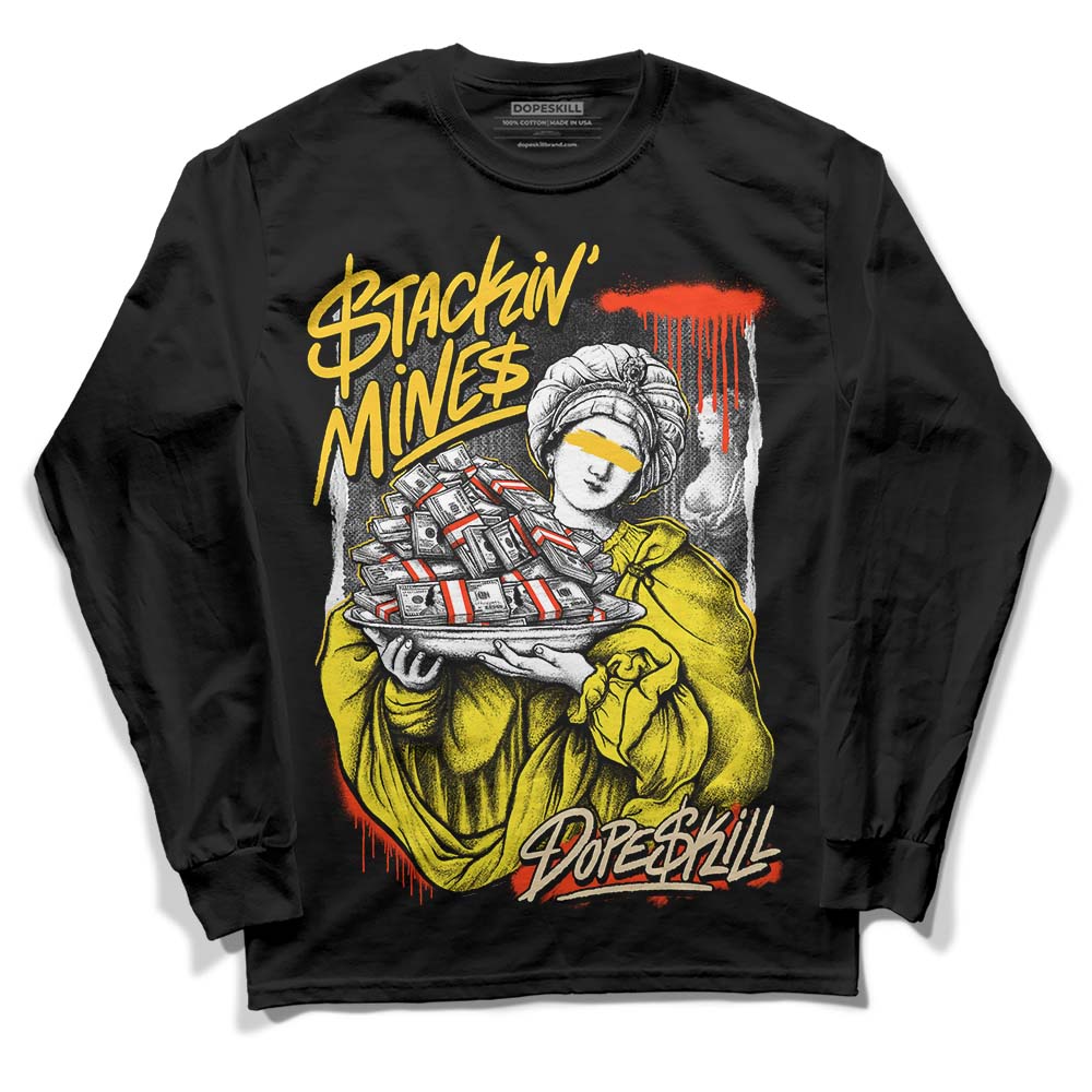 Jordan 4 Retro “Vivid Sulfur” DopeSkill Long Sleeve T-Shirt Stackin Mines Graphic Streetwear - Black