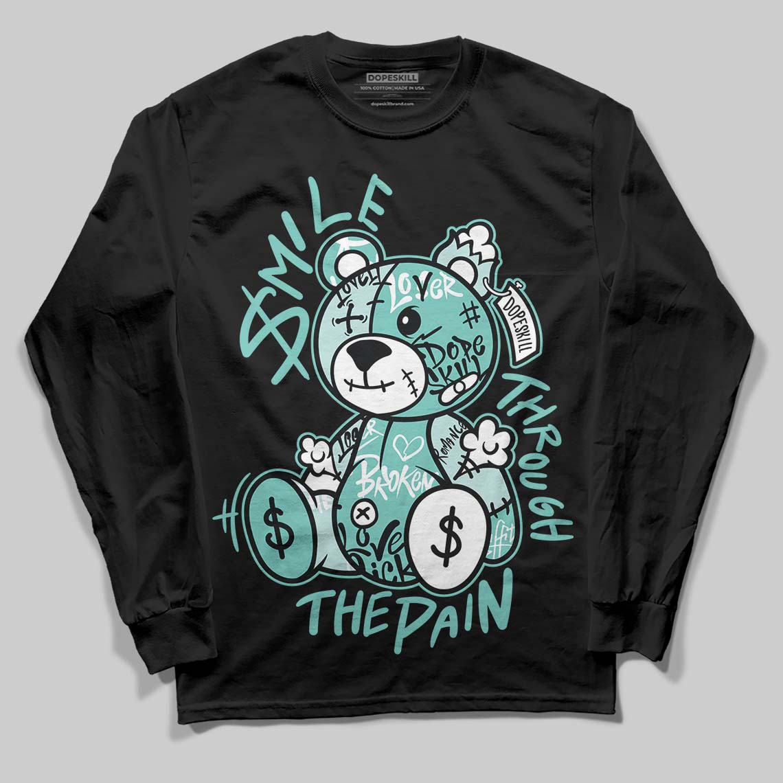 Jordan 11 Low "Igloo" DopeSkill Long Sleeve T-Shirt Smile Through The Pain Graphic Streetwear - Black