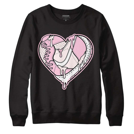 Dunk Low LX Pink Foam DopeSkill Sweatshirt Heart Jordan 1 Graphic Streetwear - Black