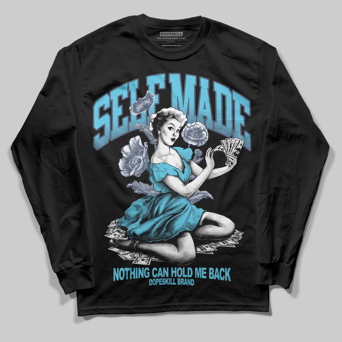 Jordan 11 Retro Gamma Blue (2025) DopeSkill Long Sleeve T-Shirt Self Made Graphic Streetwear - black