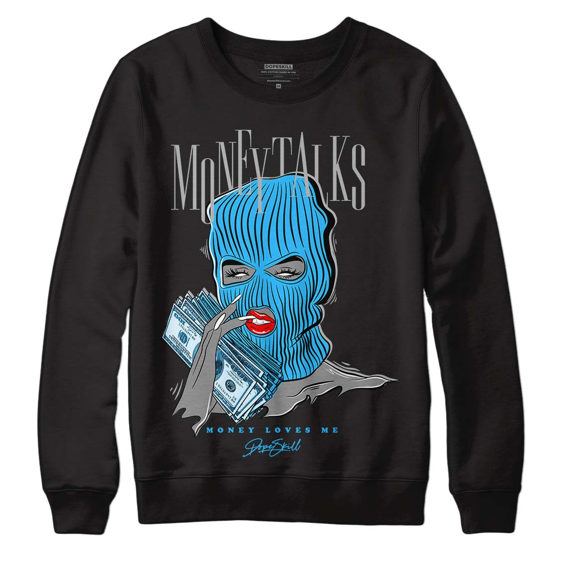 Jordan 2 Low "University Blue" DopeSkill Sweatshirt Money Talks Graphic Streetwear - Black