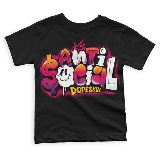 Jordan 3 Retro SP J Balvin Medellín Sunset DopeSkill Toddler Kids T-shirt Anti Social Graphic Streetwear - Black