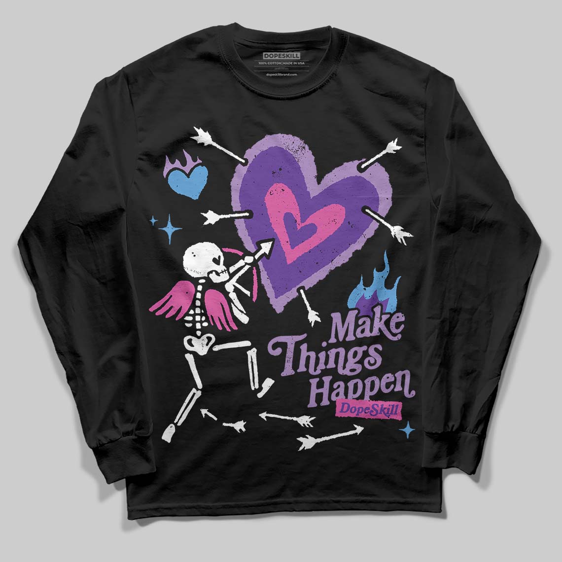 PURPLE Sneakers DopeSkill Long Sleeve T-Shirt Make Things Happen Graphic Streetwear - Black