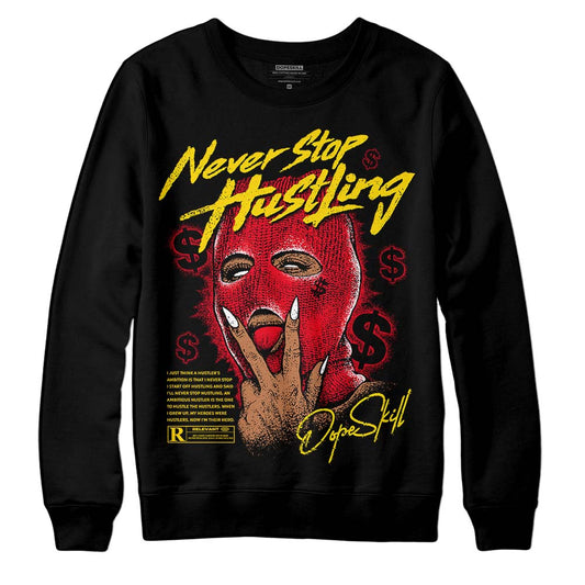 Jordan 4 Red Thunder DopeSkill Sweatshirt Never Stop Hustling Graphic Streetwear - Black