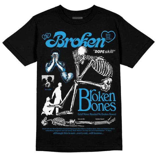 Jordan 4 Retro Military Blue DopeSkill T-Shirt Broken Bones Graphic Streetwear - Black