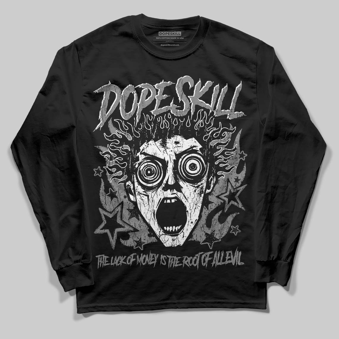 Jordan 10 Retro Shadow (2025) DopeSkill Long Sleeve T-Shirt Root of Evil Graphic Streetwear - Black
