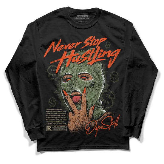 Olive Sneakers DopeSkill Long Sleeve T-Shirt Never Stop Hustling Graphic Streetwear - Black