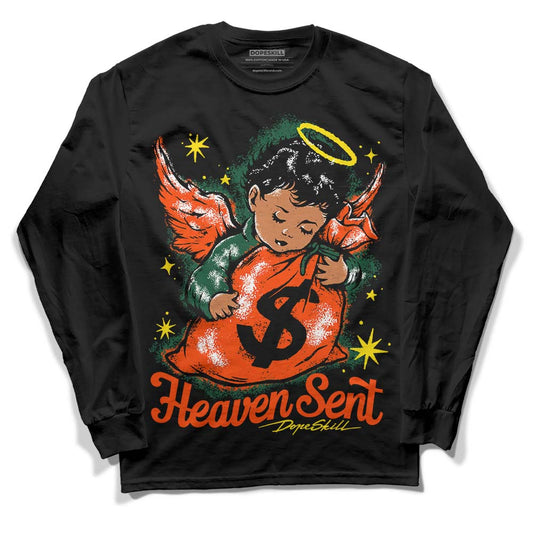 Dunk Low Team Dark Green Orange DopeSkill Long Sleeve T-Shirt Heaven Sent Graphic Streetwear - Black