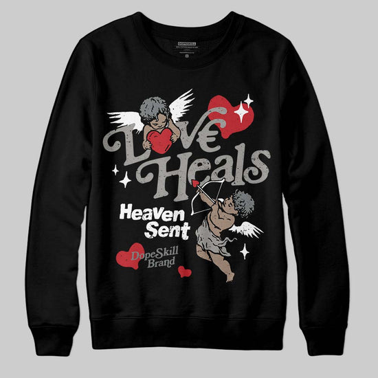 Jordan 9 Cool Grey DopeSkill Sweatshirt New Love Heals Graphic Streetwear - Black