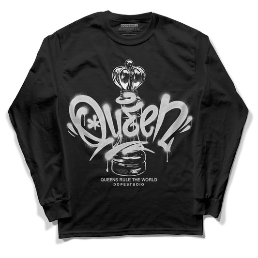 Jordan 3 “Off Noir” DopeSkill Long Sleeve T-Shirt Queen Chess Graphic Streetwear - Black