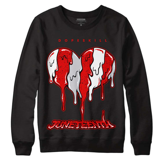 Jordan 4 Retro Red Cement DopeSkill Sweatshirt Juneteenth Heart Graphic Streetwear - Black