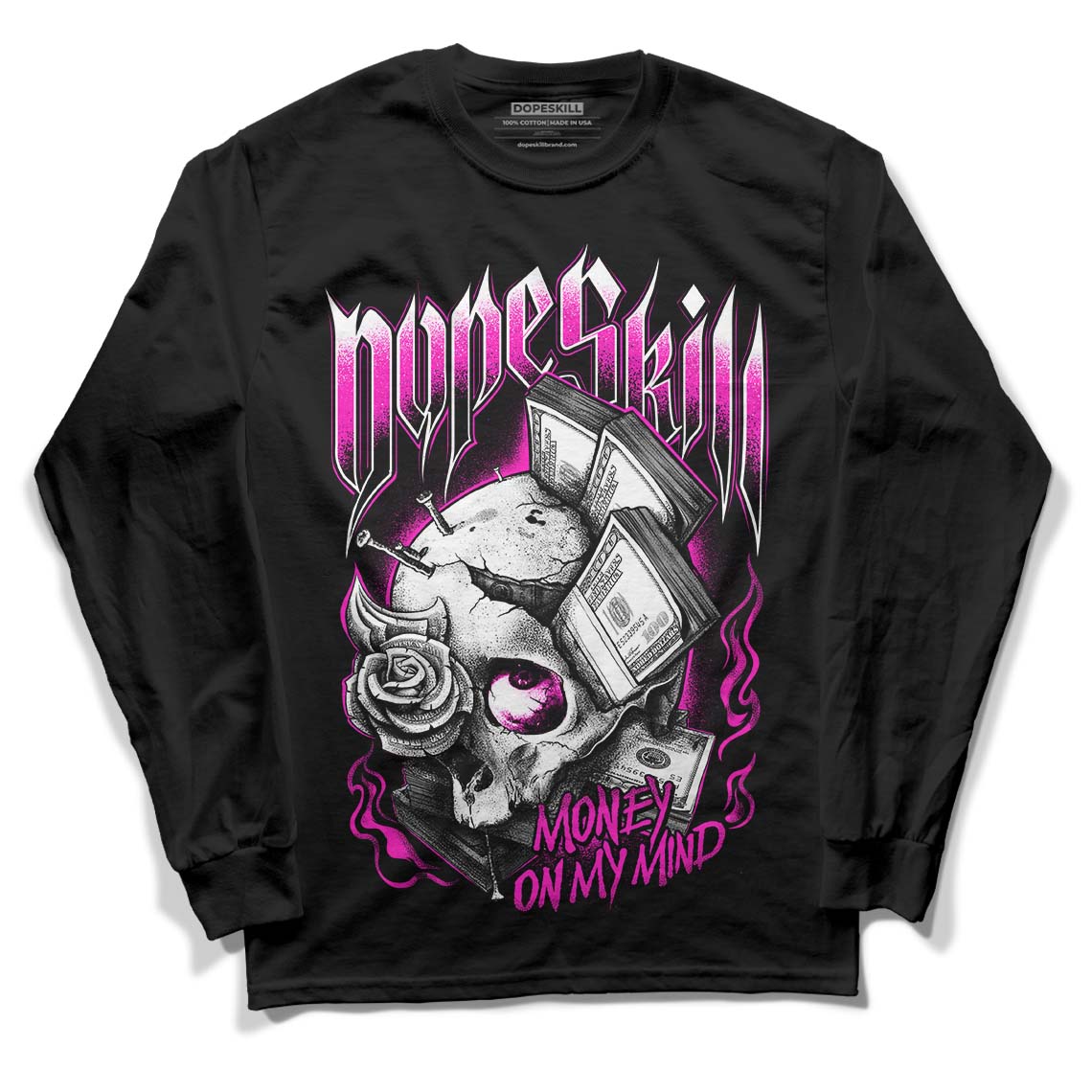 Dunk Low GS “Active Fuchsia” DopeSkill Long Sleeve T-Shirt Money On My Mind Graphic Streetwear - Black