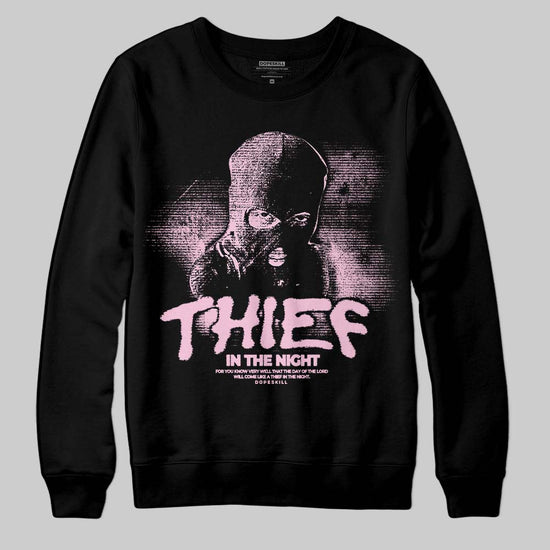 Pink Sneakers DopeSkill Sweatshirt Thief In The Night Graphic Streetwear - Black