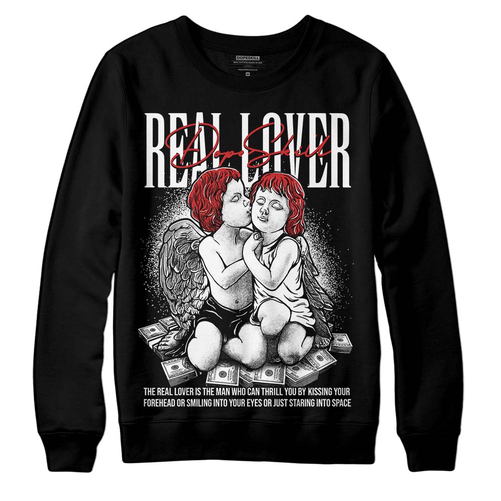 Jordan 1 High OG “Black/White” DopeSkill Sweatshirt Real Lover Graphic Streetwear - Black