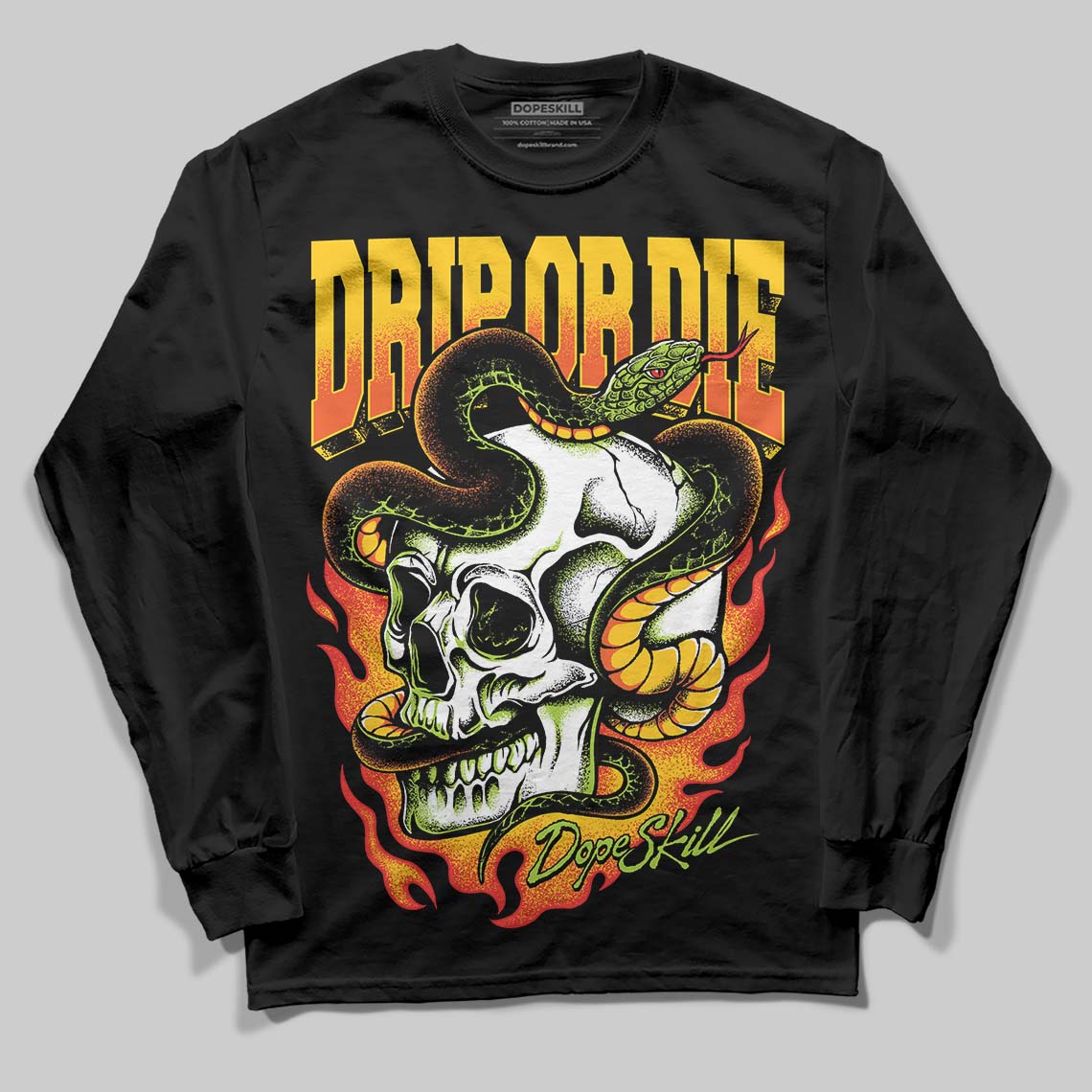 Yellow Sneakers DopeSkill Long Sleeve T-Shirt Drip or Die Graphic Streetwear - black
