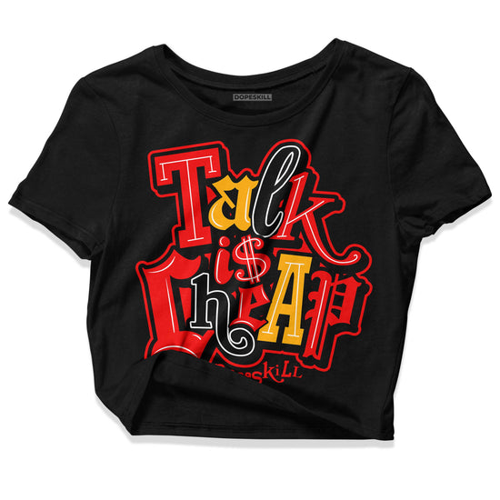 Red Sneakers DopeSkill Women's Crop Top Talk Is Chip Graphic Streetwear - Black