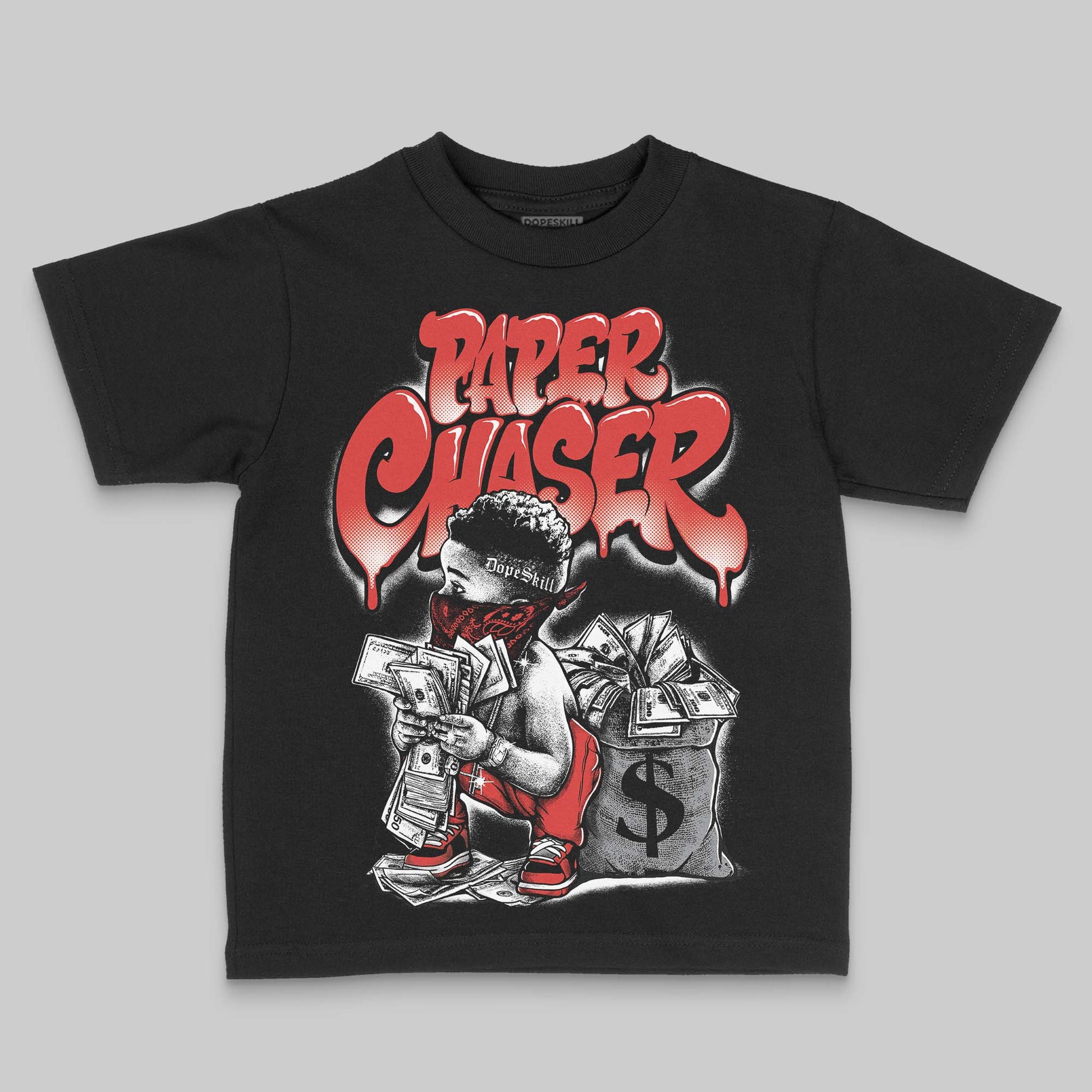 Jordan 4 Retro Toro Bravo DopeSkill Toddler Kids T-shirt Paper Chaser Boy Graphic Streetwear - black