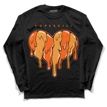 Jordan 12 Retro Brilliant Orange DopeSkill Long Sleeve T-Shirt Slime Drip Heart Graphic Streetwear - Black