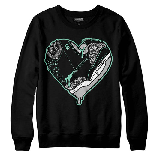 Jordan 3 "Green Glow" DopeSkill Sweatshirt Heart Jordan 3 Graphic Streetwear - Black