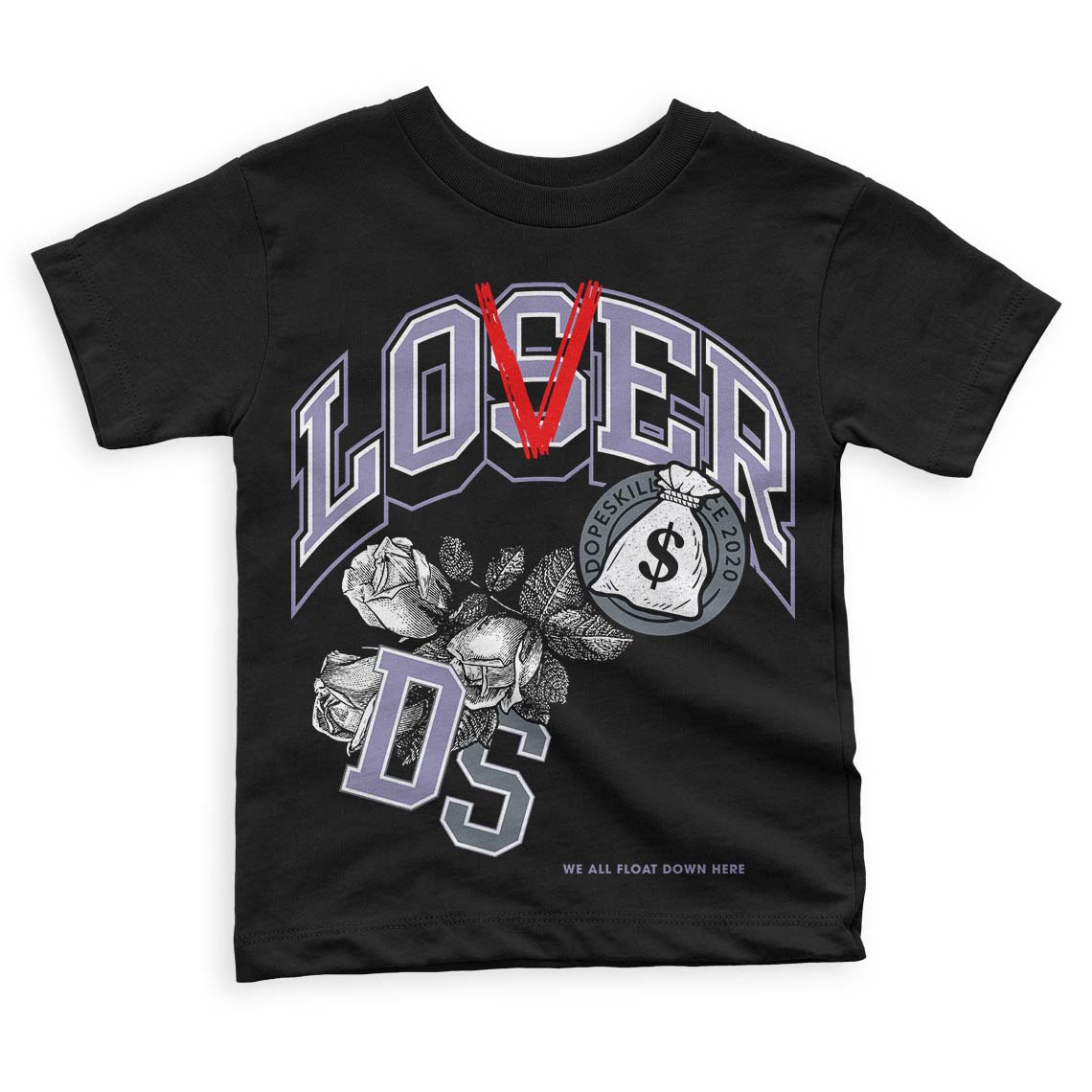 Jordan 5 Retro Low Indigo Haze DopeSkill Toddler Kids T-shirt Loser Lover Graphic Streetwear - Black