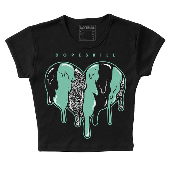 Jordan 3 "Green Glow" DopeSkill Women's Crop Top Slime Drip Heart Graphic Streetwear - Black 