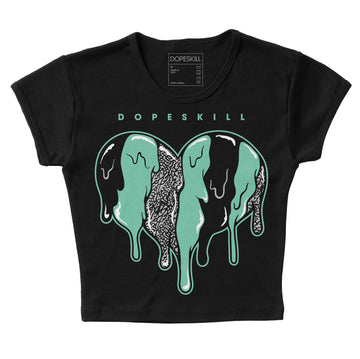 Jordan 3 "Green Glow" DopeSkill Women's Crop Top Slime Drip Heart Graphic Streetwear - Black 