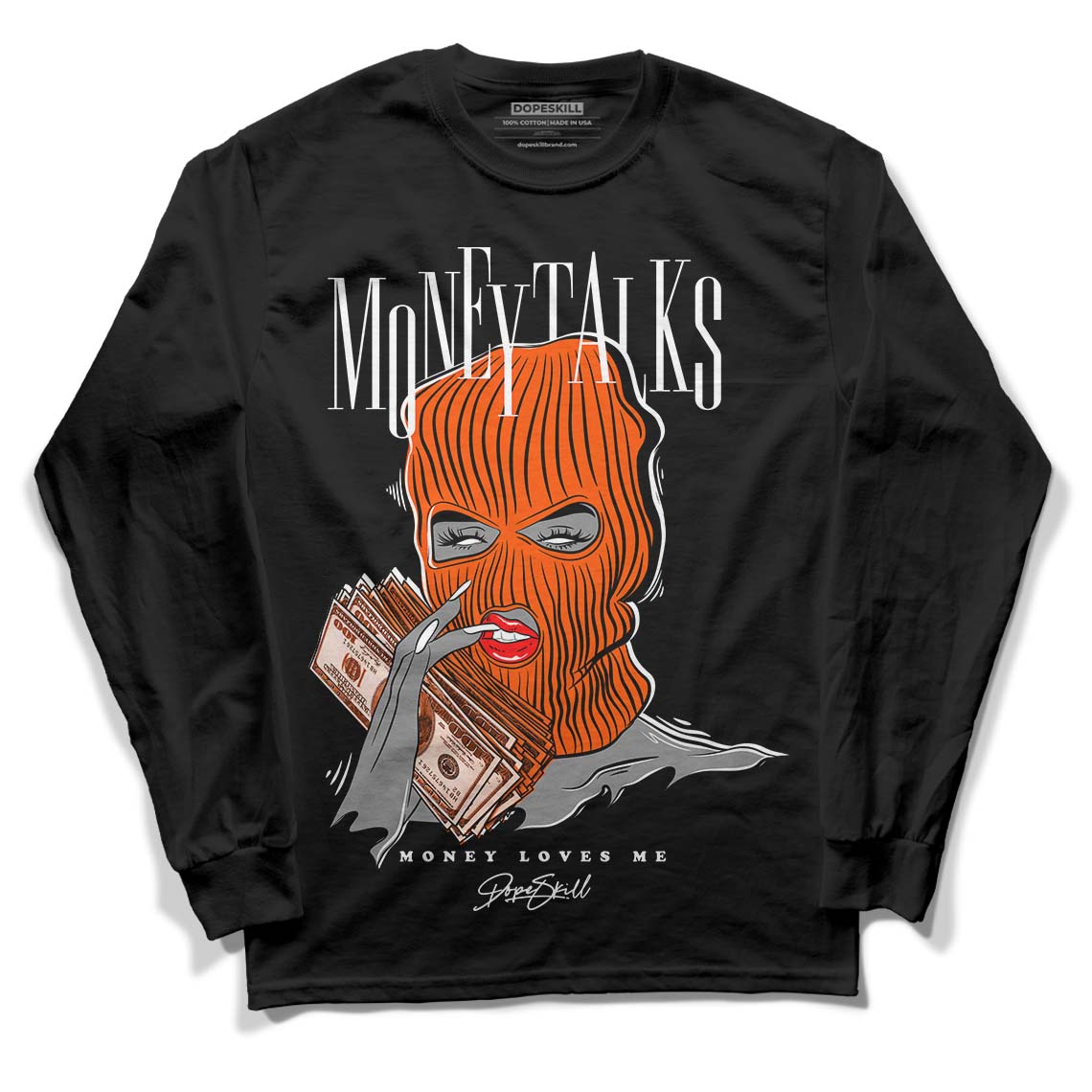 MSCHF Super Normal 2 Orange Milk DopeSkill Long Sleeve T-Shirt Money Talks Graphic Streetwear - Black