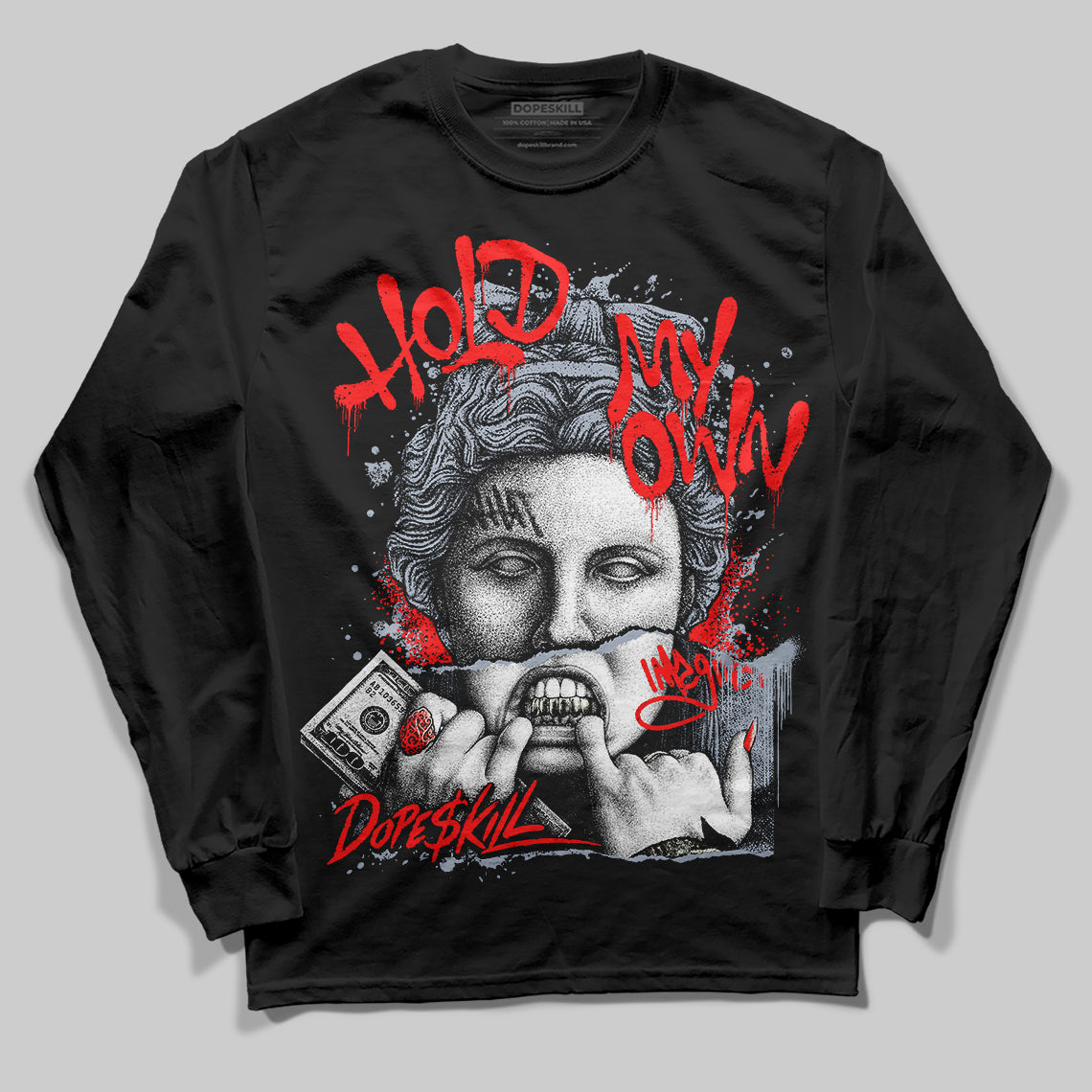 Jordan 3 Retro White Cement Reimagined DopeSkill Long Sleeve T-Shirt Hold My Own Graphic Streetwear  - Black