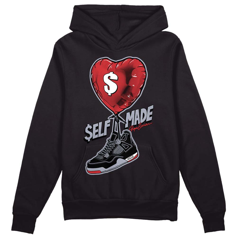 Jordan 4 “Bred Reimagined” DopeSkill Hoodie Sweatshirt Self Made Graphic Streetwear - Black