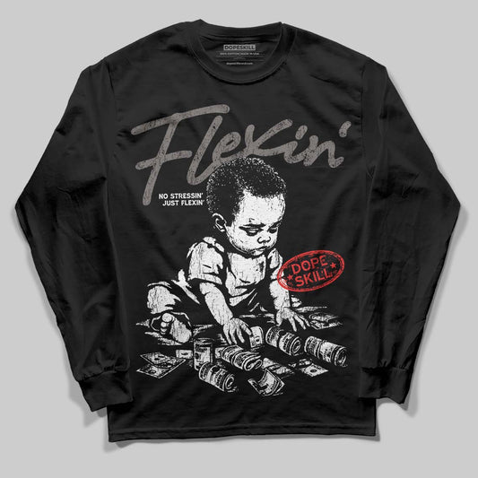 Jordan 4 Retro Cave Stone DopeSkill Long Sleeve T-Shirt Flexin' Graphic Streetwear - Black