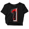 Jordan 1 Retro High OG "Satin Bred" DopeSkill Women's Crop Top No.1 Graphic Streetwear - Black