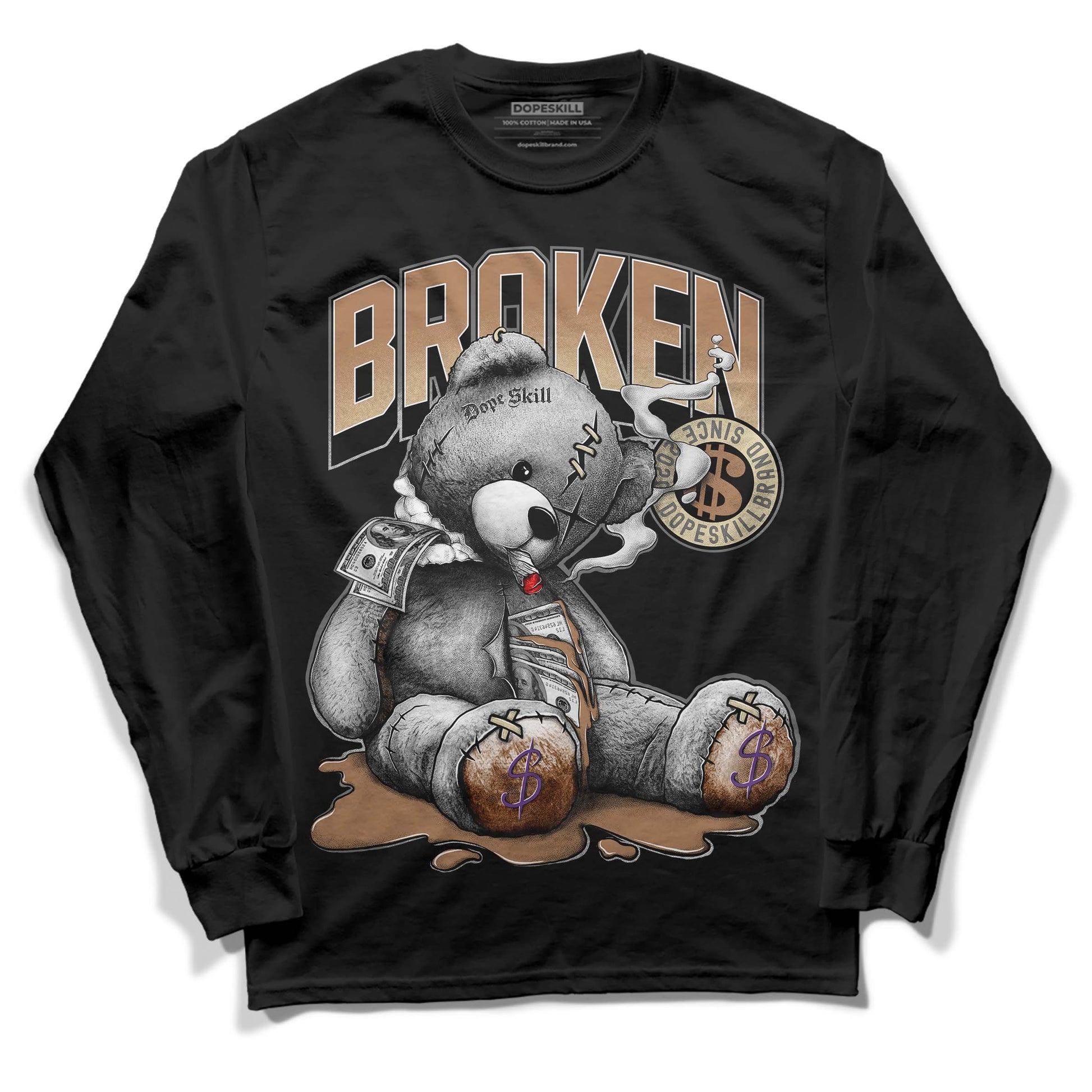 Jordan 6 WMNS Gore-Tex Brown Kelp DopeSkill Long Sleeve T-Shirt Sick Bear Graphic Streetwear - Black