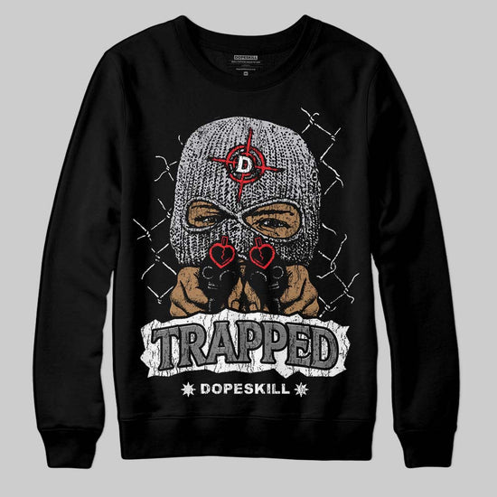 Grey Sneakers DopeSkill Sweatshirt New Trapped Graphic Streetwear - Black