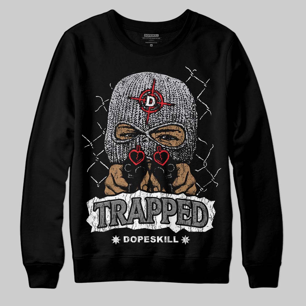 Grey Sneakers DopeSkill Sweatshirt New Trapped Graphic Streetwear - Black