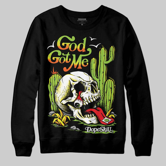 Neon Green Sneakers DopeSkill Sweatshirt God Got Me Graphic Streetwear - Black