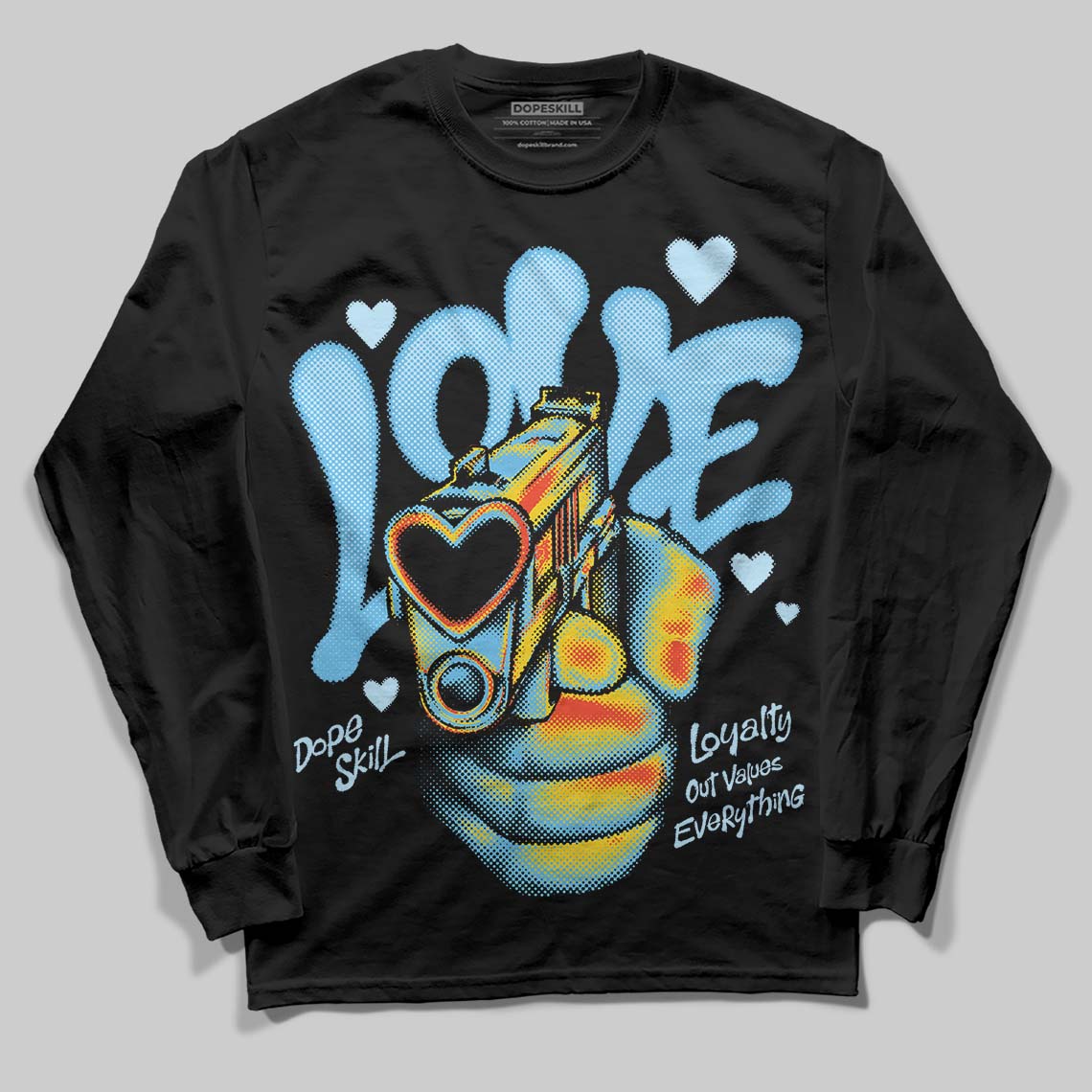 Jordan 11 Retro Legend Blue DopeSkill Long Sleeve T-Shirt Love Shot Graphic Streetwear - Black