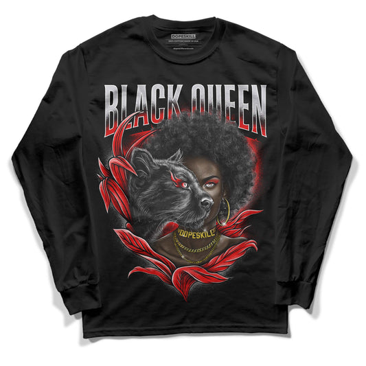 Jordan 4 Retro Red Cement DopeSkill Long Sleeve T-Shirt New Black Queen Graphic Streetwear - Black