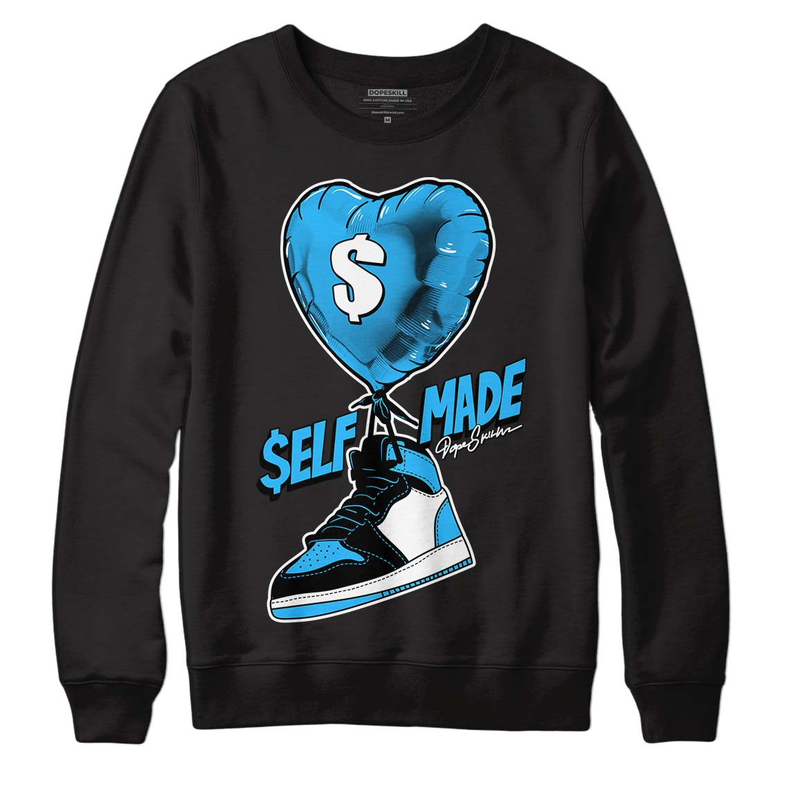 Jordan 1 High Retro OG “University Blue” DopeSkill Sweatshirt Self Made Graphic Streetwear - Black