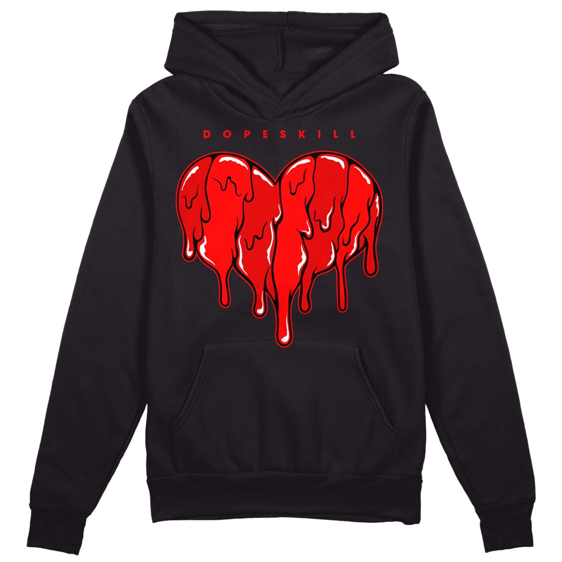 Jordan 1 Retro High OG "Satin Bred" DopeSkill Hoodie Sweatshirt Slime Drip Heart Graphic Streetwear - Black