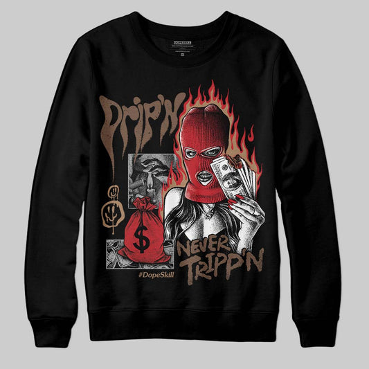 Jordan 9 'Olive' DopeSkill Sweatshirt Drip'n Never Tripp'n Graphic Streetwear - Black