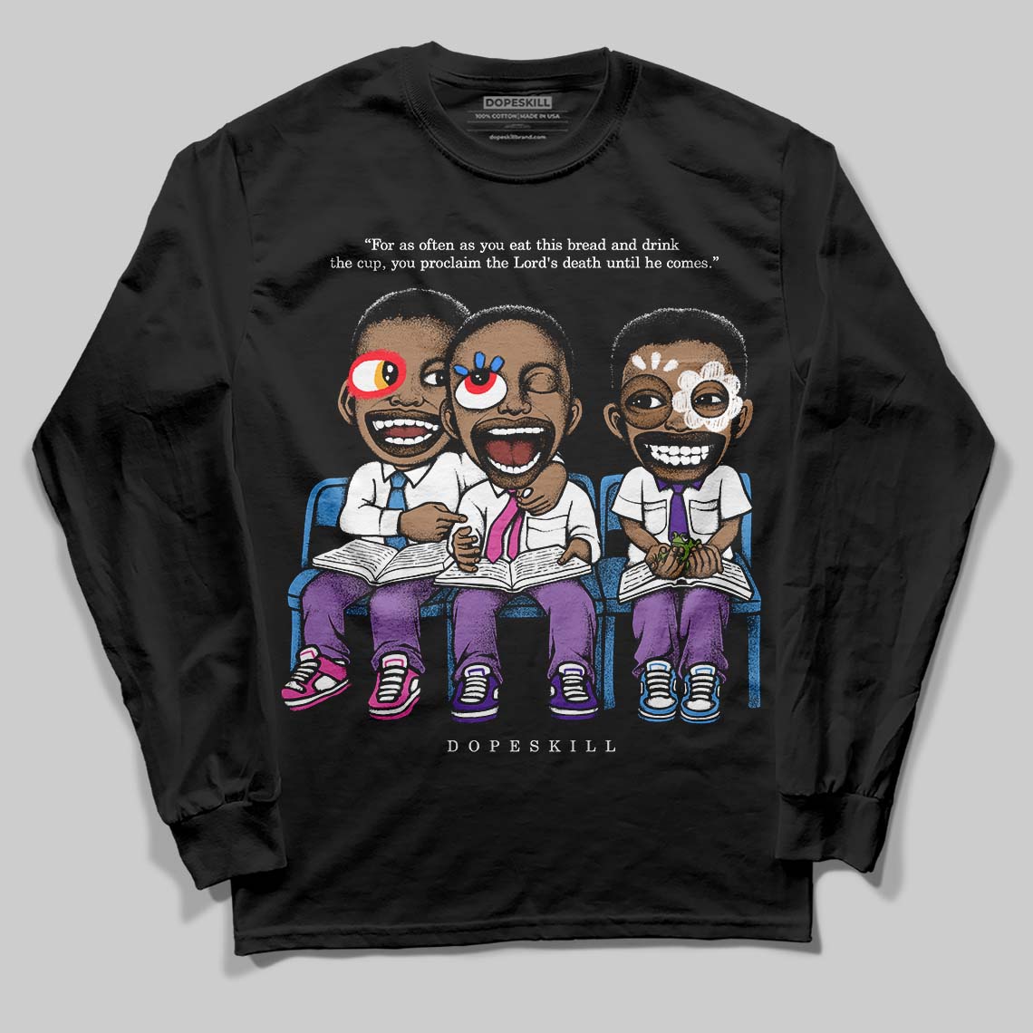 PURPLE Sneakers DopeSkill Long Sleeve T-Shirt First Sunday Graphic Streetwear - Black