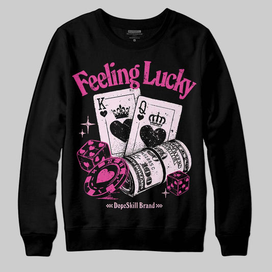 Pink Sneakers DopeSkill Sweatshirt Feeling Lucky Graphic Streetwear - Black