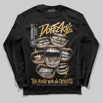 Jordan 12 Retro 'Taxi' 2025 DopeSkill Long Sleeve T-Shirt The Mouth With No Droughts Graphic Streetwear - Black