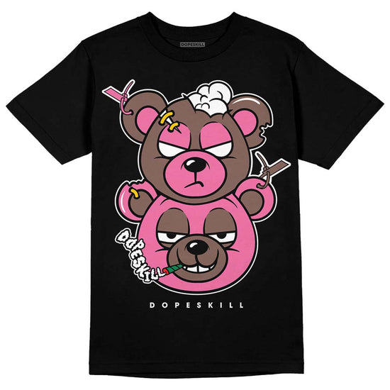 Dunk Low Smokey Mauve Playful Pink DopeSkill T-Shirt New Double Bear Graphic Streetwear - Black